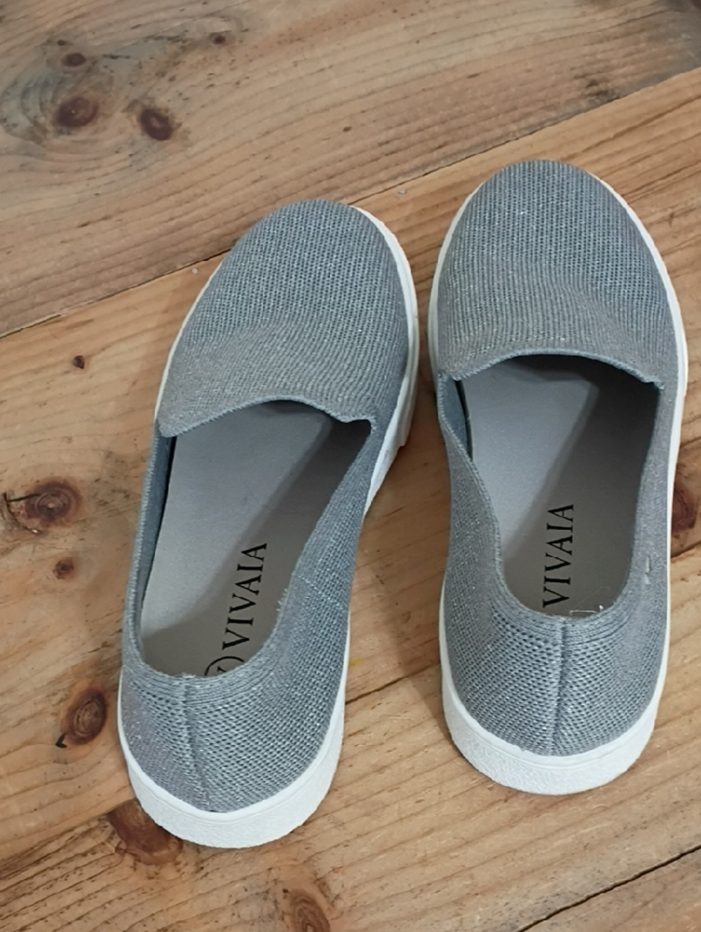 Vivaia Silver Knit Slip On Sneakers Size 39 - Picture 8 of 11
